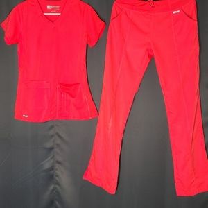 NEW!!! Grey's Anatomy "active" scrub set XS Top and XS Tall Yoga Pant "Papaya"